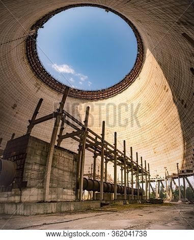 Cooling Tower Of The Fifth Nuclear Power Unit Of Chernobyl Power Plant Station