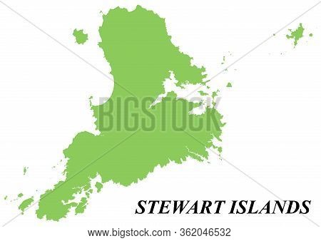 Vector Map Of Stewart Island. On White Background.