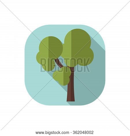 Flat Design Vector Tree At Blue Background