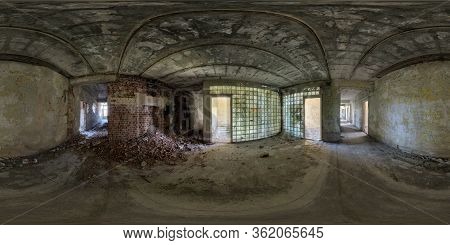 Abandoned Empty Concrete Room Or Unfinished Building. Full Seamless Spherical Hdri Panorama 360 Degr