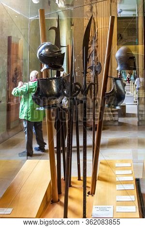 Milan, Italy, 29 September, 2015 : Military Weapons And Parts Of Protective Equipment Of Cavalrymen 