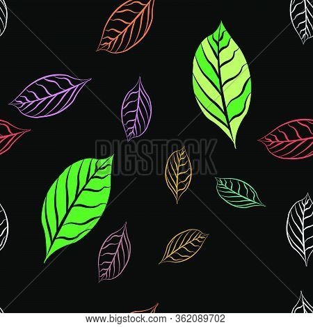 Colorful Beautiful Leaf Botanical Seamless Pattern With White Background