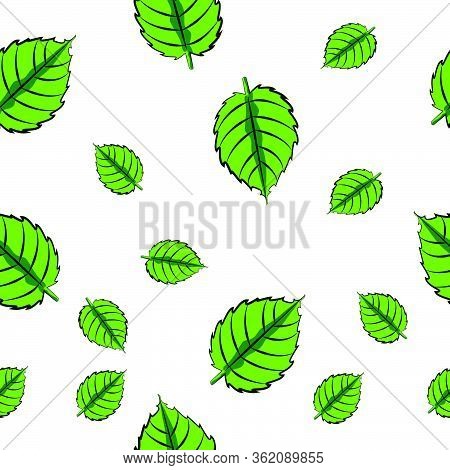 Green Nature Leaf Seamless Pattern With White Background