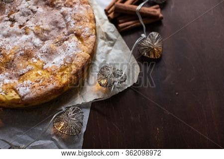 Apple Pie. Traditional Homemade Apple Pie With Fresh Apples And Cinnamon