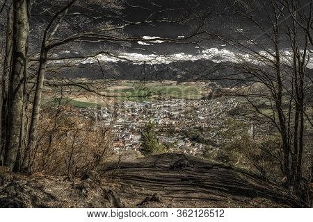 Landscape View From Top Of The Hill Cebrat At Town Ruzomberok, Slovakia. Region Liptov