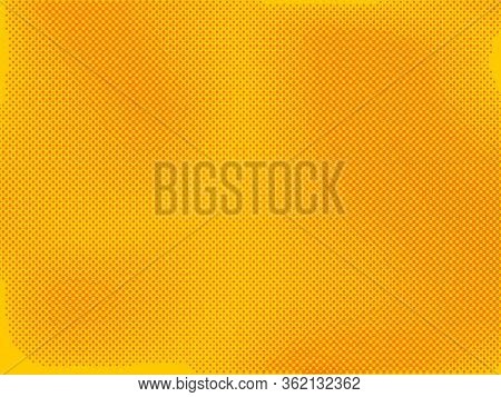 Abstract Orange Comic Background With Halftone Texture. Vector Illustration