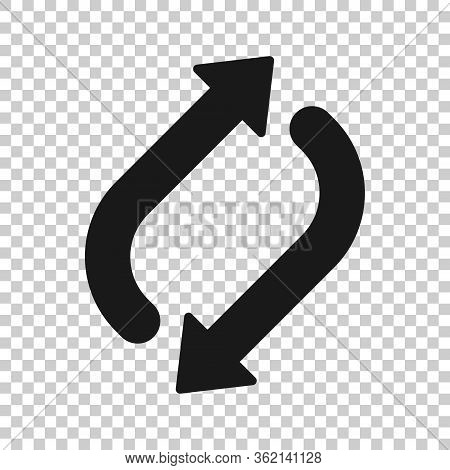 Arrow Rotation Icon In Flat Style. Sync Action Vector Illustration On White Isolated Background. Ref