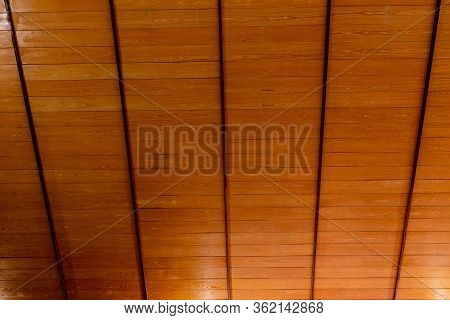 Steel Roof Structure. Moonlight Bulb. Steel Structure With Roof Tiles. Architectural Structure Of Ro