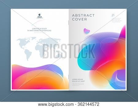 Liquid Abstract Cover Background Design. Fluid Dynamic Graphic Element For Modern Brochure, Banner, 