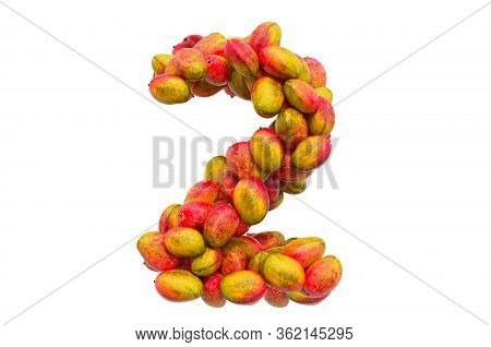 Number 2 From Mangos, 3d Rendering Isolated On White Background
