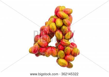 Number 4 From Mangos, 3d Rendering Isolated On White Background