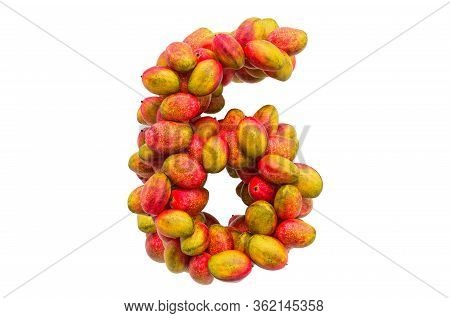 Number 6 From Mangos, 3d Rendering Isolated On White Background