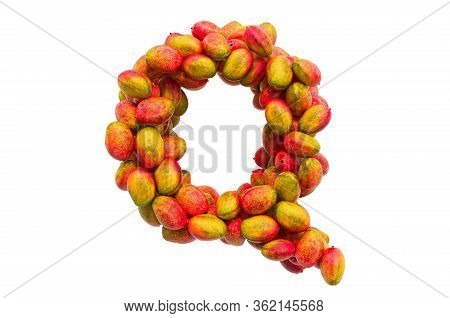 Letter Q From Mangos, 3d Rendering Isolated On  White Background
