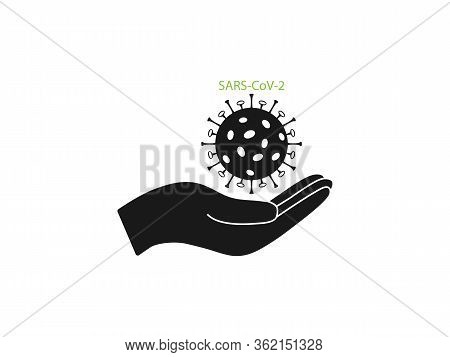 Sars Cov2, Hand Icon. Vector Illustration, Flat Design.