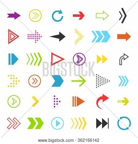 Vector Motion Arrows Icon. Flat Colorful Line Pointer For Direction Ui. Graphic Colorful Cursor Shap
