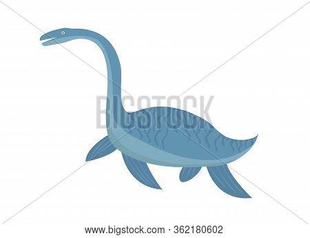 Plesiosaurus Icon Flat Style. Isolated On White Background. Illustration