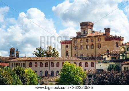 Panorama Of Barolo (piedmont, Italy) With The Town And The Medieval Castle. Barolo Is The Main Villa
