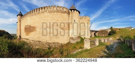 Beautiful view of The Khotyn Fortress. The most remarkable medieval landmark of  central Ukraine. Travelling across Ukraine.