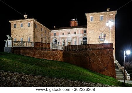 Castle Of Govone In Piedmont, Italy, At Night