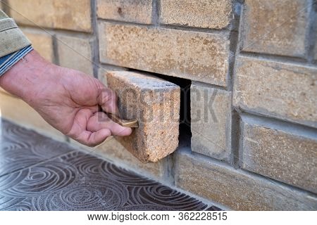 Hand. Ash-pit Hatch. Aboveground Large Brick Tandir Oven In The Garden In A Country House