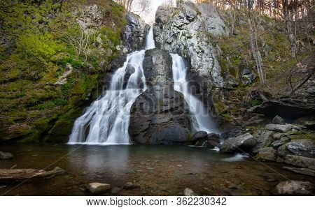 Waterfall And River During Spring In Virginia, United States