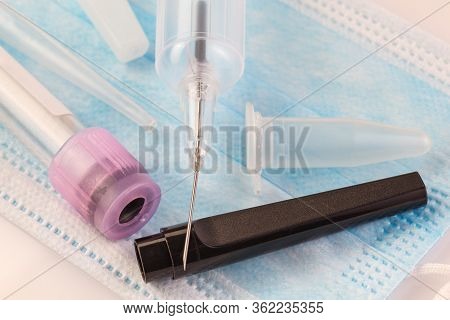 Vacuum Syringe (vacutainer) For Blood Sampling. Medical Equipment. Test Tube For Blood Analysis. Vac