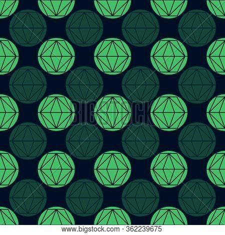 Divided Circles Green Abstract Geometric Seamless Pattern