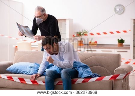 Father and son in coronavirus disease concept at home