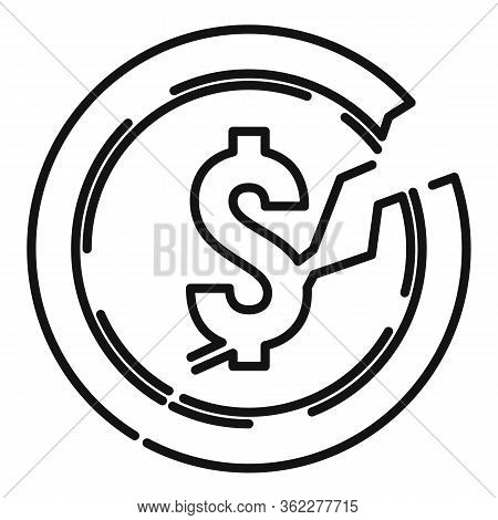 Bankrupt Money Coin Icon. Outline Bankrupt Money Coin Vector Icon For Web Design Isolated On White B