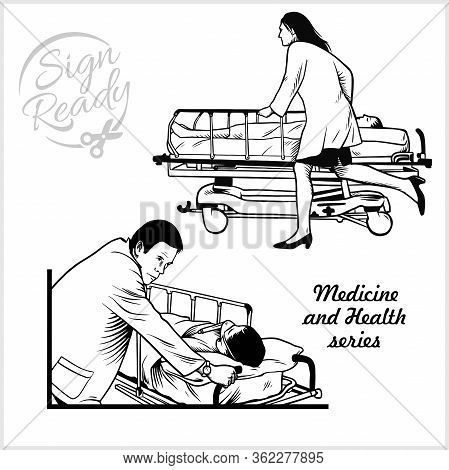 Paramedic. Medical Gurney. Vector Stock Illustration Isolated