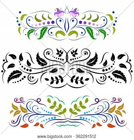 A Collection Of Colored Ornaments For Design.colored Symmetric Ornaments For Design.