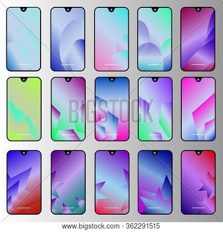 A Collection Of Color Gradient Backgrounds For Phone Screens.colored Gradient Backgrounds With Geome