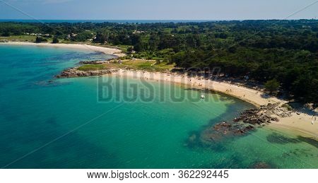 Nice Beaches In L'ile D'yeu, France, With Blue And Clear Water