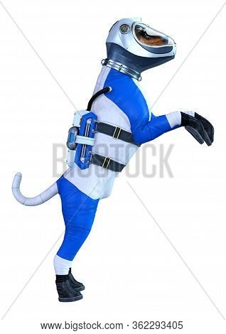 3D Rendering Astronaut Dog On White