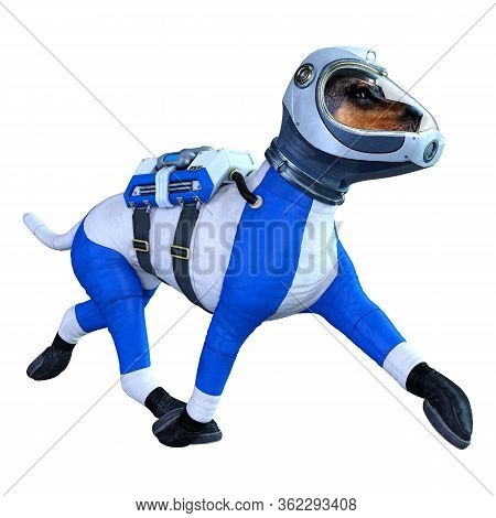 3D Rendering Astronaut Dog On White