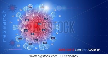 Abstract Background With 3d Virus Polygons Form  And Linse Effects. Science Research Futuristic Conc