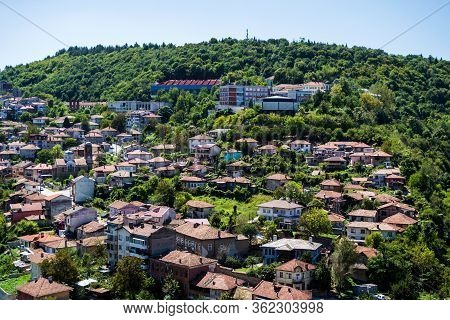 Landscape With The Beautiful Veliko Tarnovo Town Seen From The Fortress, Bulgaria.