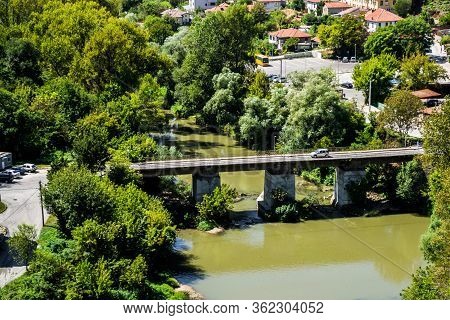 Landscape With The Beautiful Veliko Tarnovo Town Seen From The Fortress And Yantra River, Bulgaria.