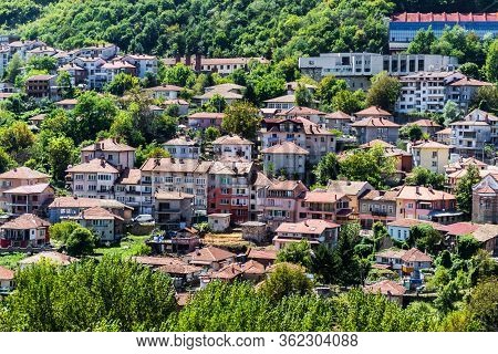 Landscape With The Beautiful Veliko Tarnovo Town Seen From The Fortress, Bulgaria.