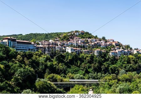Veliko Tarnovo, Bulgaria - August 31, 2019: Yantra Hotel. Landscape With The Beautiful Veliko Tarnov