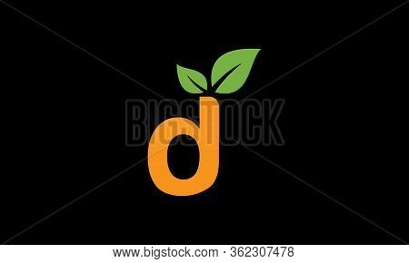 Initial D Letters Logo With Leaf Victor Illustration