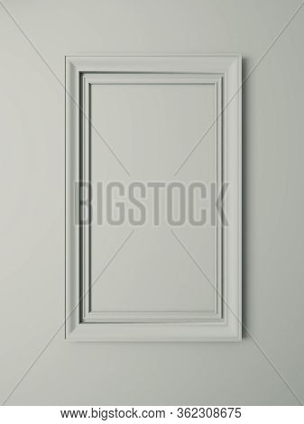 Single Photo Or Picture Art On Vintage Wall With Border Frame Realistic 3d Rendering