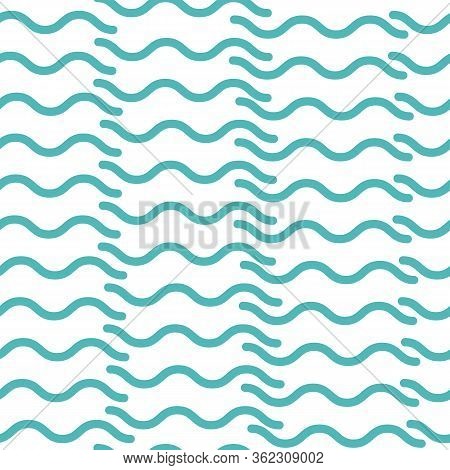 Seamless Blue Waves Repeat Vector Pattern. Blue.