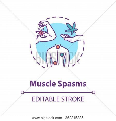 Muscle Spasms Concept Icon. Medical Marijuana, Good Mmj Side Effect Idea Thin Line Illustration. Can
