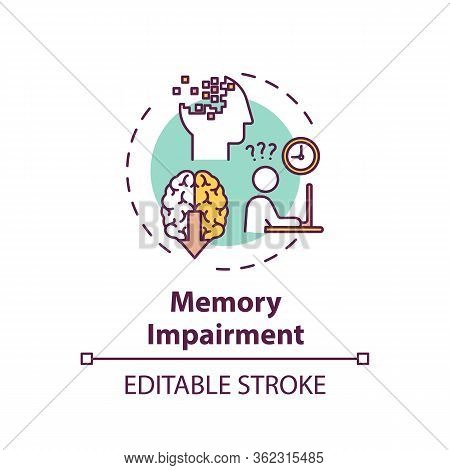 Memory Impairment Concept Icon. Cannabis Use Adverse Side Effect Idea Thin Line Illustration. Cognit