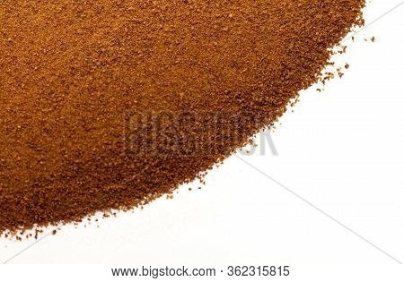 Instant Chicory On A White Background Close-up. Copy Space. Flat Lay. Top View. Chicory Texture. Mac
