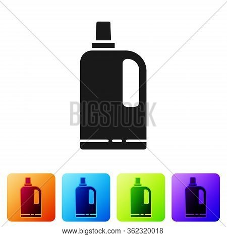 Black Fabric Softener Icon Isolated On White Background. Liquid Laundry Detergent, Conditioner, Clea