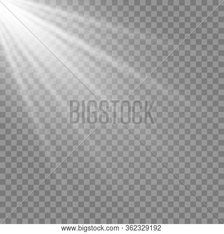 Vector Transparent Sunlight Special Lens Flash Light Effect.front Sun Lens Flash. Vector Blur In The