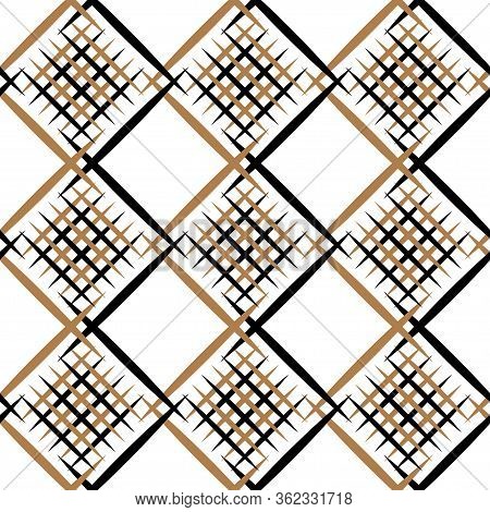 Diagonal Lines Gride Seamless Texture, Vector Fabric Pattern Background