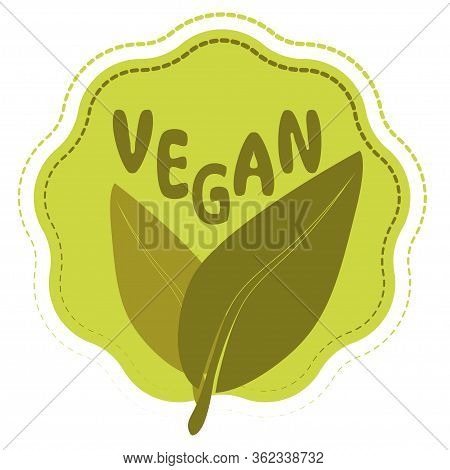 Green Vegan Icon. Vegetarian Symbol. Bio Green Vegan Logo Or Sign. Label For Different Vegetarian Pr